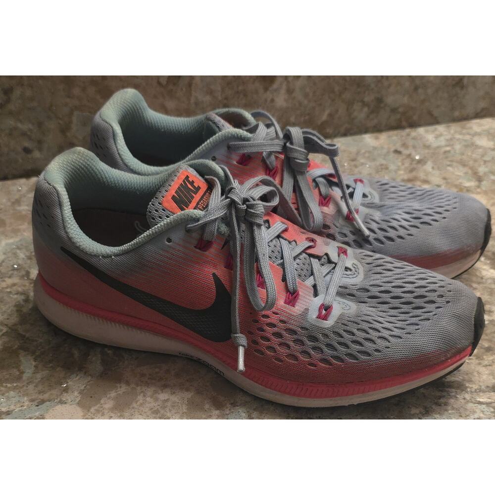 NIKE ZOOM PEGASUS 34 GRAY/RED RUNNING LADIES 10 SHOES